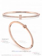 AAA Replica Tiffany T Collection Rose Gold Diamonds Bracelet